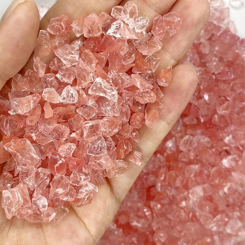 orgner 950g Pink Red Crushed Glass: High Luster Shiny Uneven 2-6mm Recycled Glass for Romantic Resin, Festive Crafting, Vase Filling, Decor, DIY. - Image 2