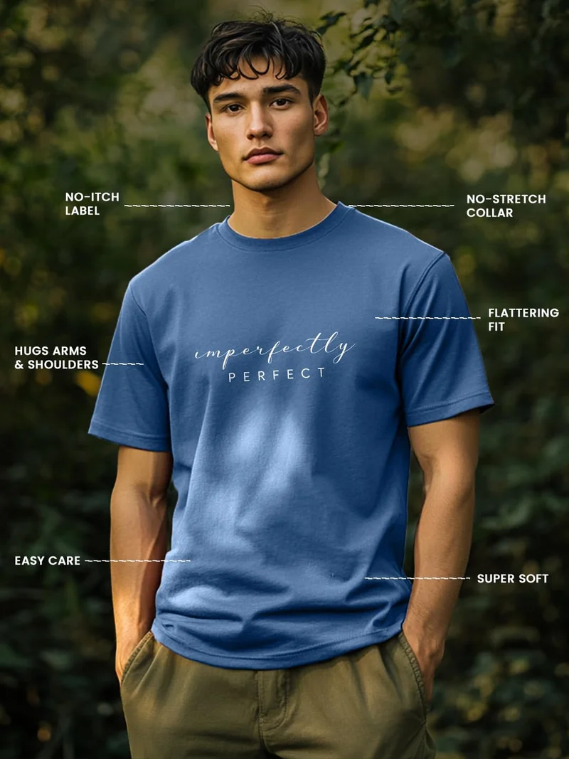 NOBERO  Men's Marine Cotton Typography T-Shirt for Men | Best Price UAE