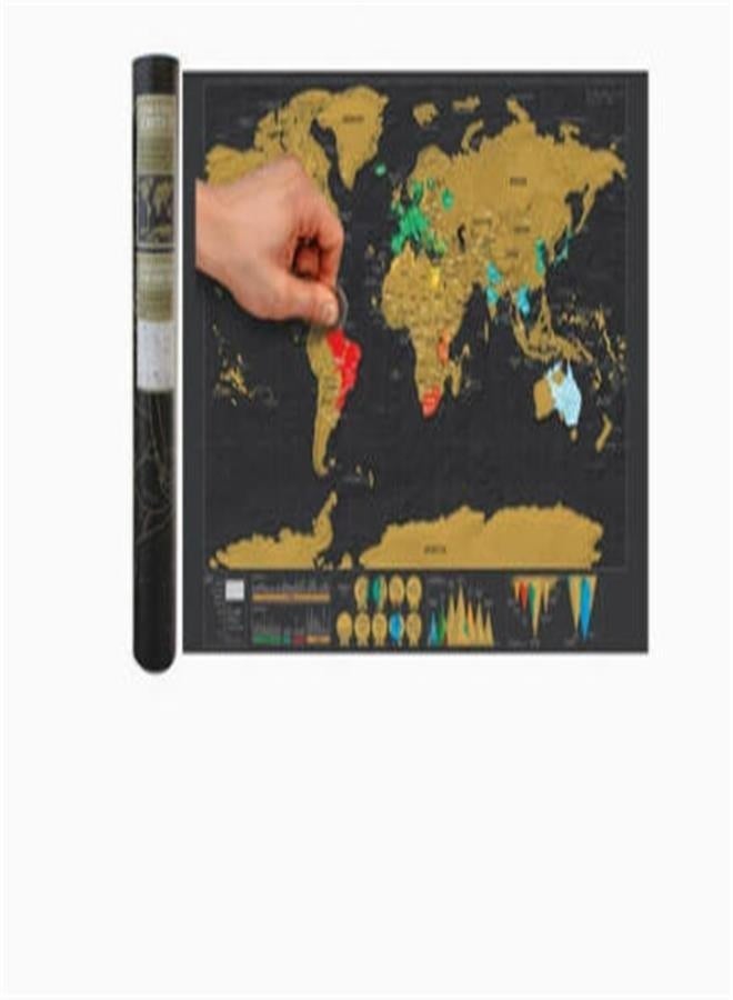 Deluxe Scratch Off World Map (Small Size): Black & Gold Travel Tracker Poster - Image 1