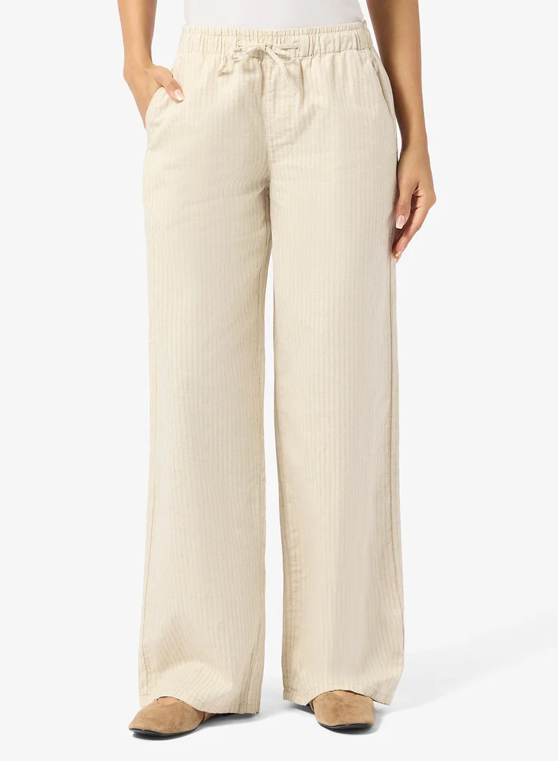 ريبلز مع نمشي Ladies Linen Blend Stripes Pant