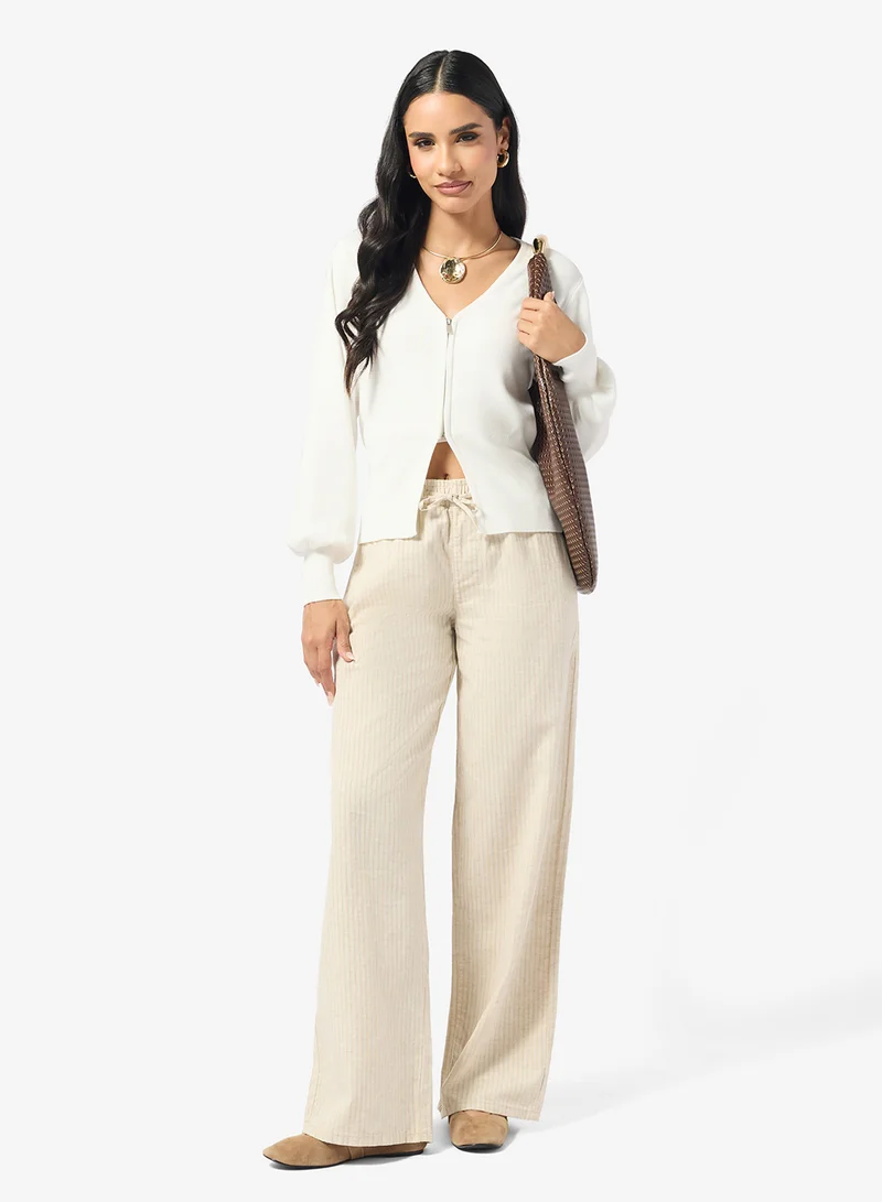 ريبلز مع نمشي Ladies Linen Blend Stripes Pant