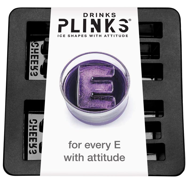 DrinksPlinks Letter E Ice Cube Mold Custom Silicone Bourbon Ice Cube Molds Personalized Monogram E Large Tray for Cocktails Initials Drinks Big Whiskey Trays Fun Customized Gifts
