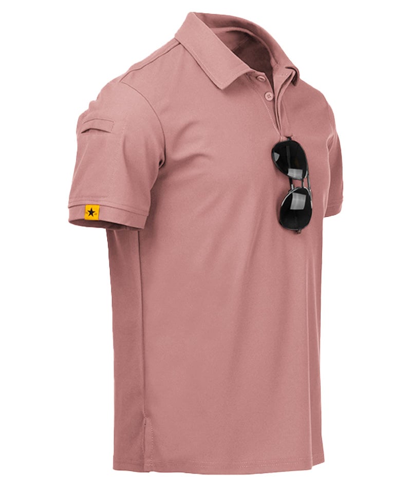 ZITY Mens Polo Shirt Short Sleeve Sports Tactical T-Shirt Athletic Golf Polos Daily Casual Stylish Collared Shirts for Men Ash Pin Large - Image 5