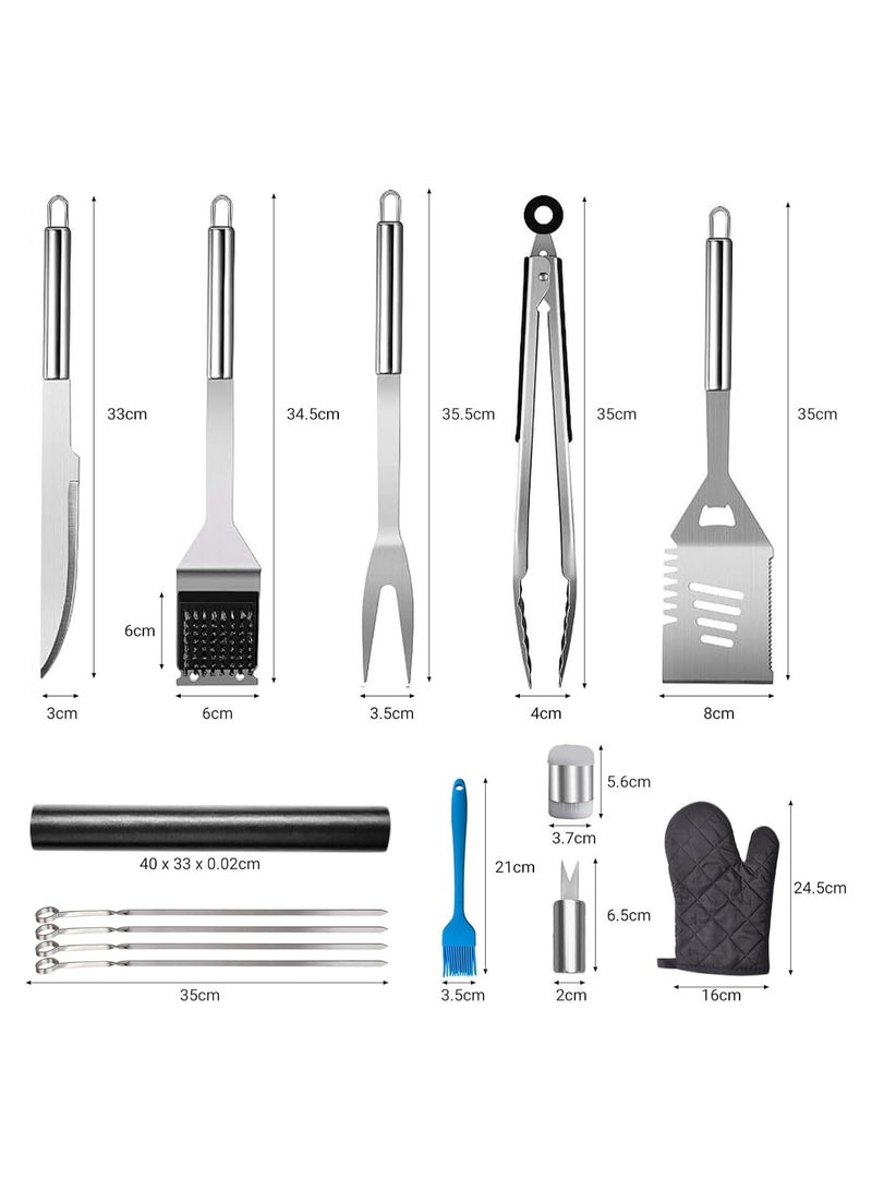 Soofam 31Pcs BBQ Grill Accessories Kit, Stainless Steel Grilling Tool Sets with Apron, Outdoor Cooking Tools, Perfect Gift for Men, Spatula Scraper Bottle & Tongs, Egg Ring for Outdoor Barbecue - Image 2