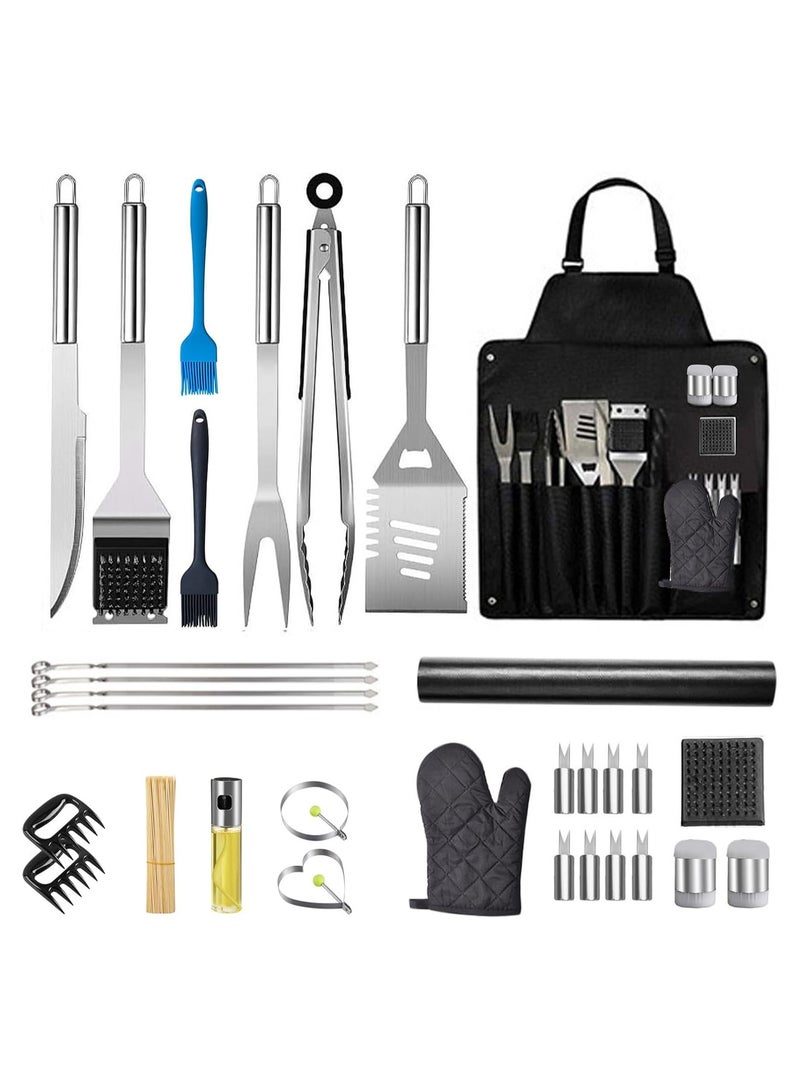 Soofam 31Pcs BBQ Grill Accessories Kit, Stainless Steel Grilling Tool Sets with Apron, Outdoor Cooking Tools, Perfect Gift for Men, Spatula Scraper Bottle & Tongs, Egg Ring for Outdoor Barbecue - Image 1
