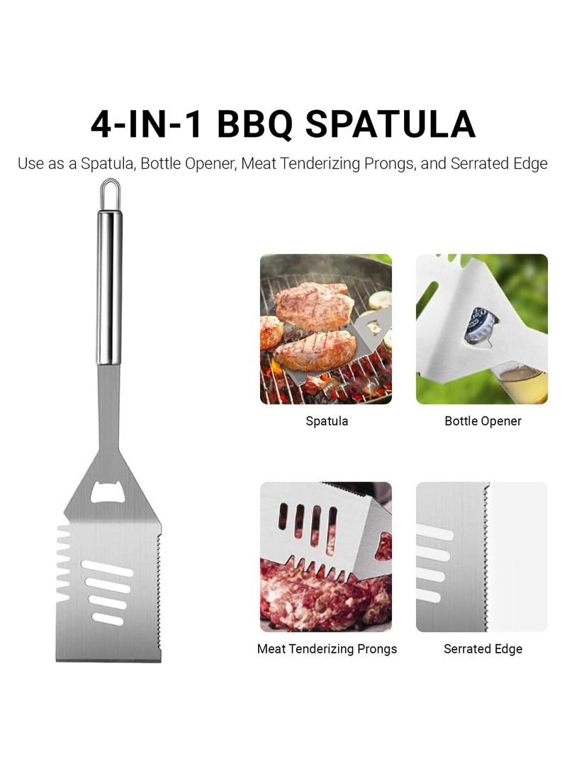 Soofam 31Pcs BBQ Grill Accessories Kit, Stainless Steel Grilling Tool Sets with Apron, Outdoor Cooking Tools, Perfect Gift for Men, Spatula Scraper Bottle & Tongs, Egg Ring for Outdoor Barbecue - Image 3