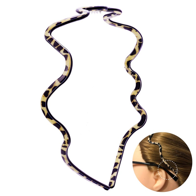 HYFEEL Wavy Headband for Women, Non Slip Fashion Plastic Zigzag Glasses Hairband with Teeth, French Style Thin Headbands Hair Accessory -Tortoiseshell - Image 1
