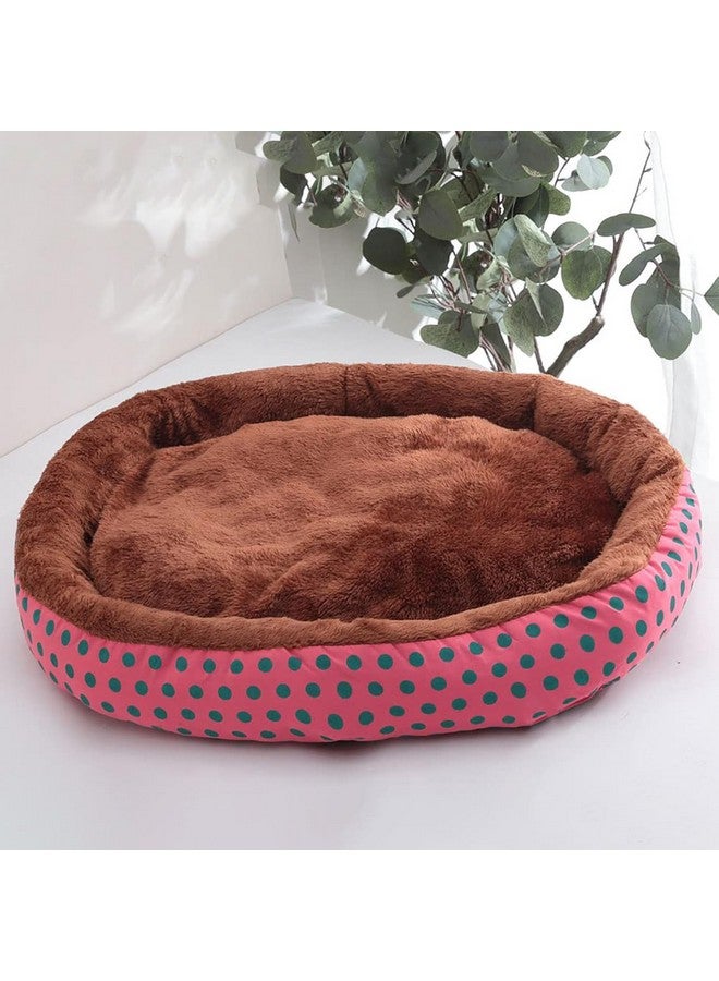 Homestic Dog & Cat Bed|Soft Plush Top Pet Bed|Oxford Cloth Polyester Filling|Medium Washable Dog Bed|Circular Cat Bed With Rise-Edge Pillow|Qy039Pc-L|Pink & Coffee - Image 1