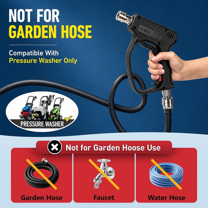 SEPLY Pressure Washer Short Gun, 5000 PSI/10.5 GPM High Power Washer Spray Gun with 3/8'' Swivel Quick and M22-14mm Connect for Foam Cannon Car Wash - Image 3