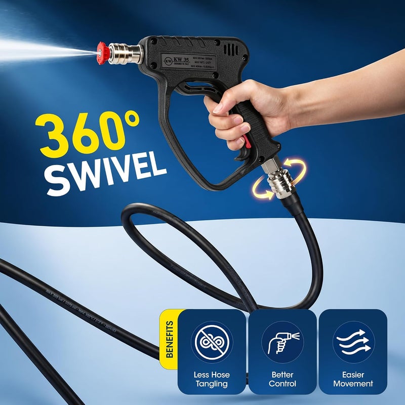 SEPLY Pressure Washer Short Gun, 5000 PSI/10.5 GPM High Power Washer Spray Gun with 3/8'' Swivel Quick and M22-14mm Connect for Foam Cannon Car Wash - Image 4
