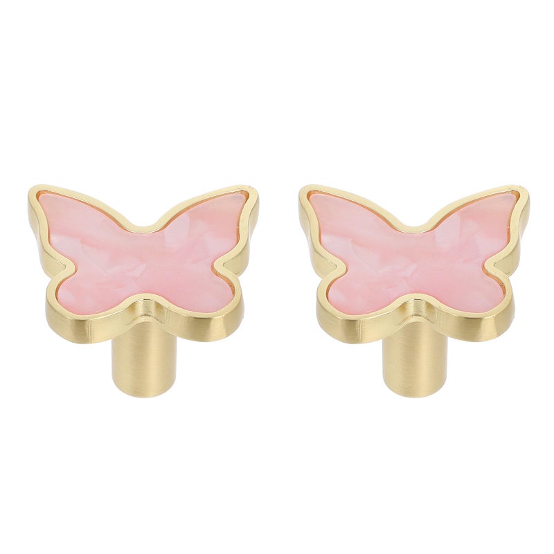 Pink Zinc Alloy Butterfly Cabinet Door Knobs Drawer Pulls Handles For Kitchen Wardrobe - Image 2