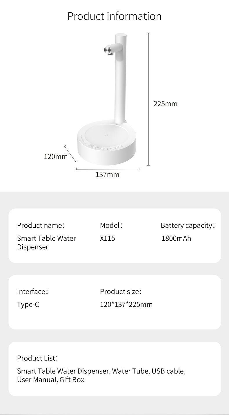موزع مي سطح المكتب للزجاجات بسعة 5 جالون وزجاجات عالمية، مضخة مي كهربائية محمولة بشحن USB، موزع مي من زجاجات المياه الآلي للمنزل والمكتب - Image 5