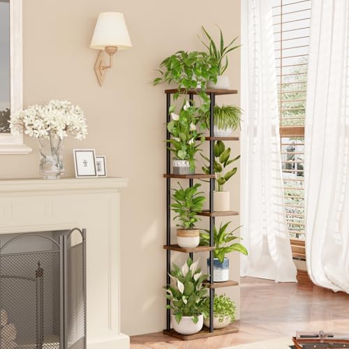 Bamworld Tall Plant Stand Indoor 7 Tier Plant Shelf for Multiple Plants Tiered Flower Pot Stands for Patio Garden Balcony Living Room Bedroom Brown - Image 3