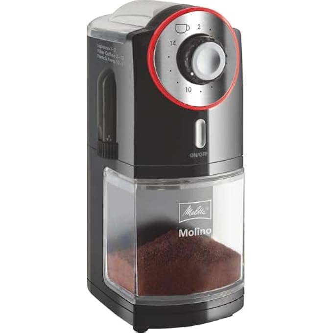 Melitta Molino Electric Coffee Beans Grinder Black Red - Image 1