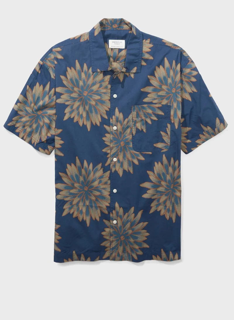 American Eagle Printed Relaxed Fit Button Down Shirt