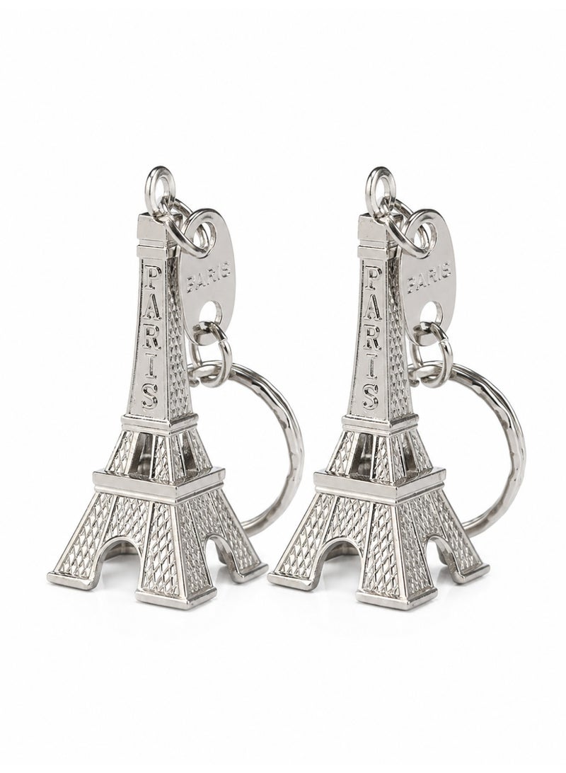 2PCS Paris Tower Keychain Metal Bag Charm for Keys and Backpacks - Image 1