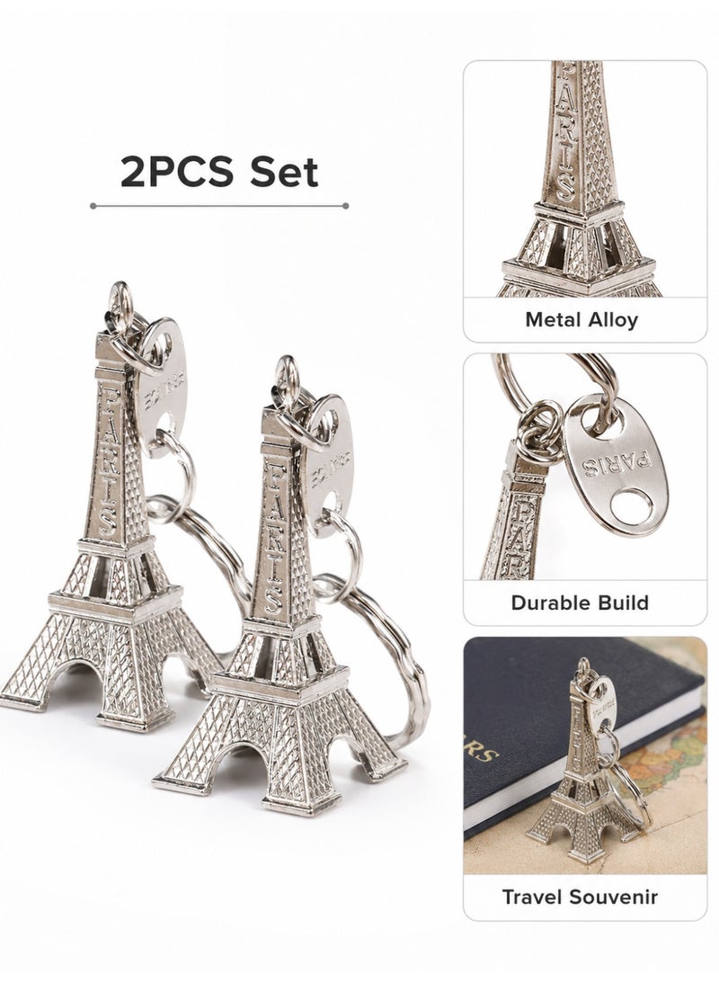 2PCS Paris Tower Keychain Metal Bag Charm for Keys and Backpacks - Image 3