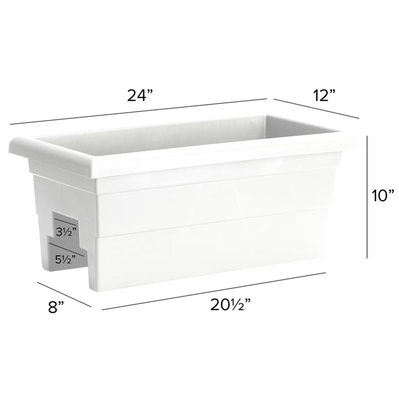 Root & Vessel Countryside Rail Planter, White, 24" - Image 5