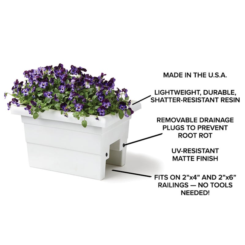 Root & Vessel Countryside Rail Planter, White, 24" - Image 4