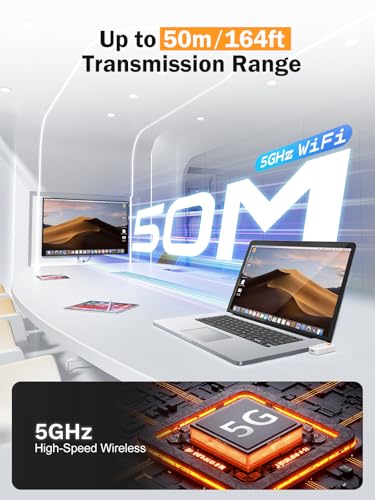 Lemorele Wireless USB-C Transmitter and HDMI Receiver Kit, Plug and Play, 5G 1080P@60Hz, 50M/164FT Low Latency Extender for USB-C Devices with DP Alt Mode to Monitor, Projector, TV - Image 5