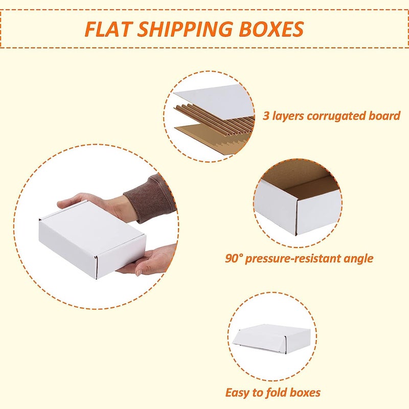 HORLIMER 7x5x2 Small Shipping Boxes Set of 50, White Corrugated Cardboard Box Literature Mailer - Image 3