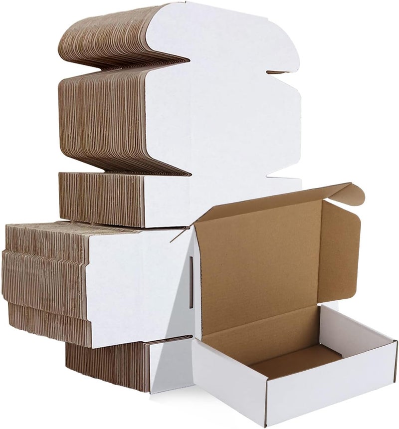 HORLIMER 7x5x2 Small Shipping Boxes Set of 50, White Corrugated Cardboard Box Literature Mailer - Image 1