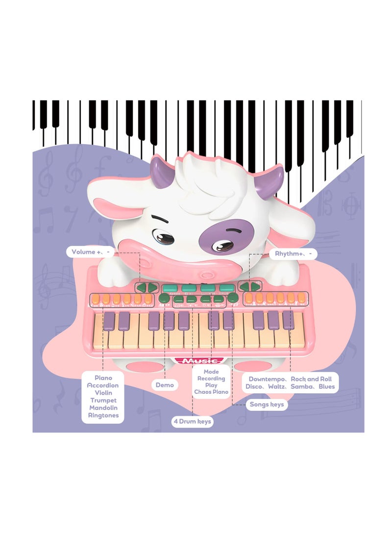 SYOSI, Kids Keyboard Piano Toys, Electronic Piano Animal Shape with 6 Instrument Settings Musical Early Education Giftsfor Kids Including Nursery Rhymes, Lighting, Dance Music - Image 3