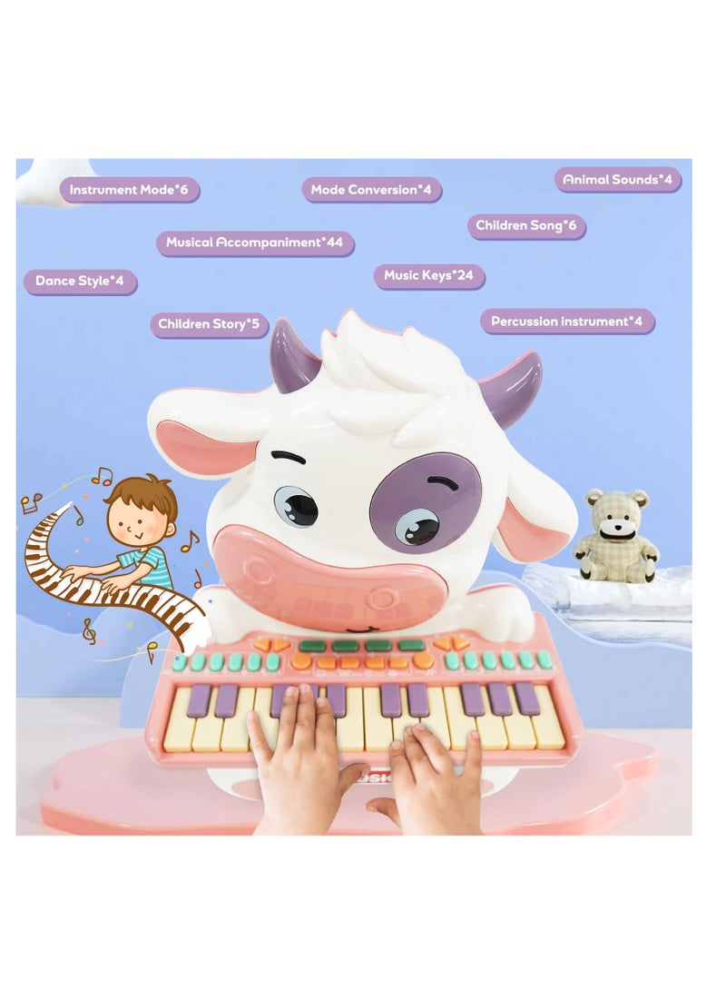 SYOSI, Kids Keyboard Piano Toys, Electronic Piano Animal Shape with 6 Instrument Settings Musical Early Education Giftsfor Kids Including Nursery Rhymes, Lighting, Dance Music - Image 4