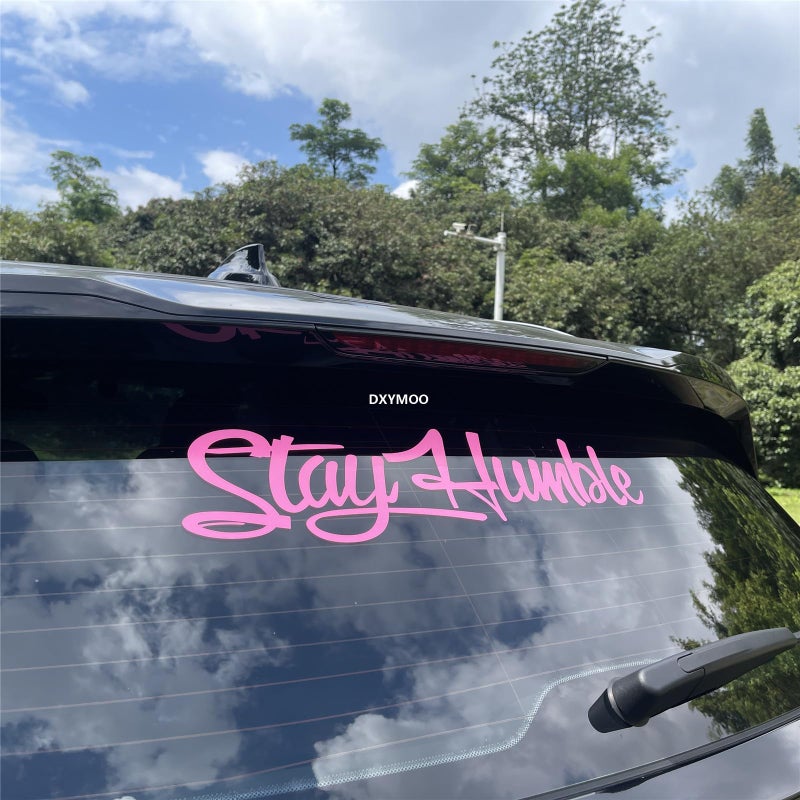 DXYMOO Car Stickers for Stay Humble Auto Front Rear Windshield Window Decal Vans Truck Window Tail Decoration Pink 500x125mm - Image 3