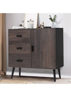 Generic Floor Storage Cabinet With Adjustable 3 Drawers Dark Oak Wood 