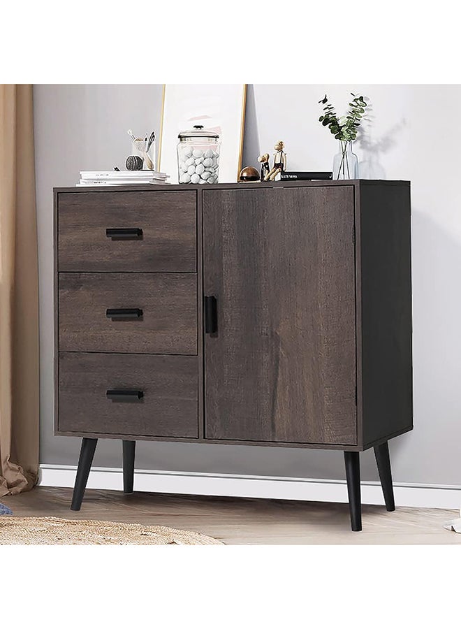 Generic Floor Storage Cabinet With Adjustable 3 Drawers Dark Oak Wood 