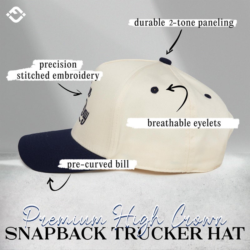 Funky Junque Two Tone Vintage Snapback Hat - Have a Day - Navy/Beige - Image 3