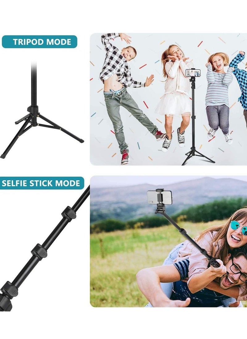 142cm Extendable Tripod Stand with Bluetooth Remote for iPhone Android Phone, Universal Phone Clip, Heavy Duty Aluminum, Compatible with Small Camera (Black)  - Image 5