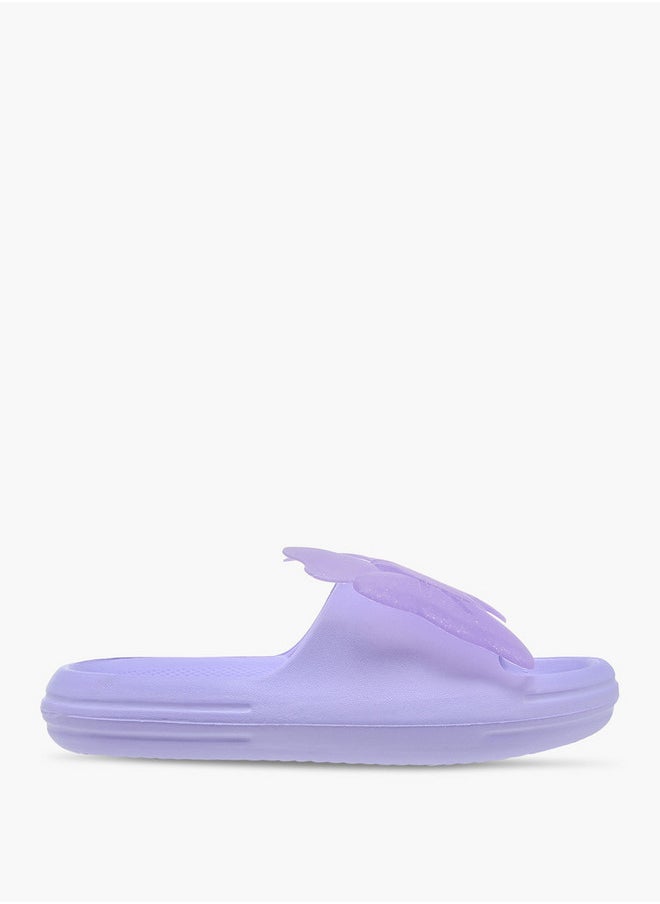 Aqua Butterfly Accent Slip-On Slides  - Image 2