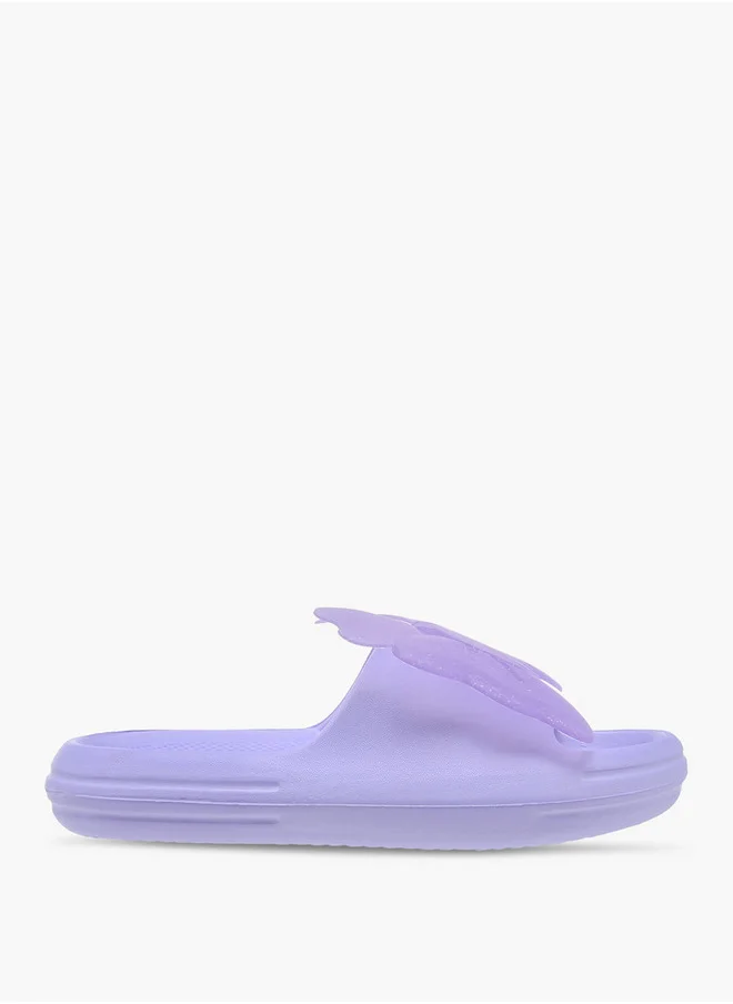 Aqua Girls Butterfly Accent Slip-On Slides