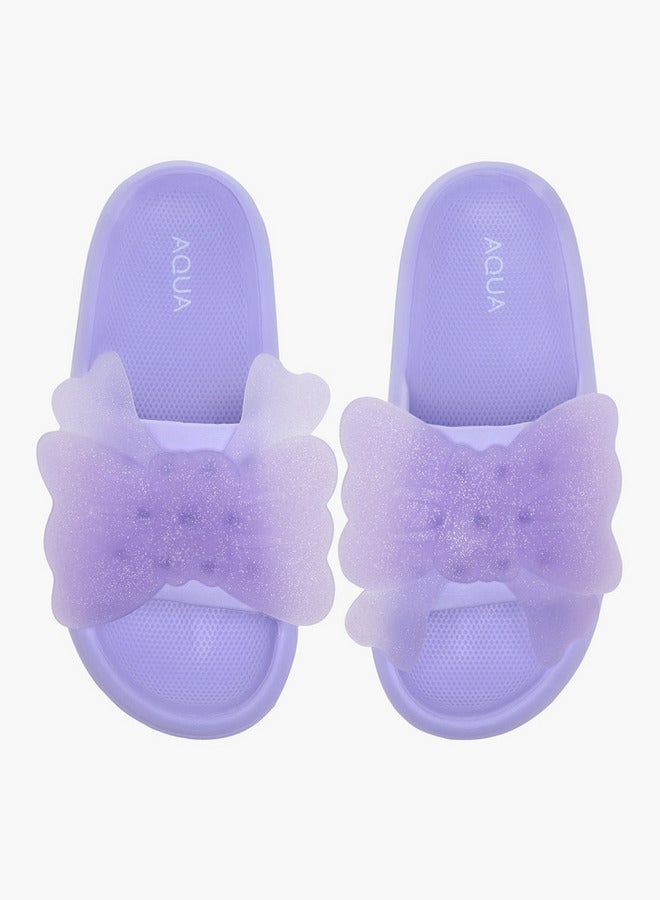 Aqua Girls Butterfly Accent Slip-On Slides - Image 2