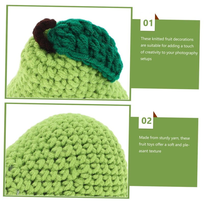 Handmade Realistic Faux Pear Decoration Soft Yarn Knitted Fruit Ornament Home Decor - Image 4