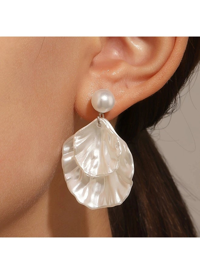 Goolsky أقراط بلاستيكية مزدوجة الطبقة عصرية للصيف للنساء – أقراط موضة خفيفة الوزن، تصميم مزدوج الطبقة مضاد للتأكسد، ملابس غير رسمية للشاطئ/العطلات - Image 4