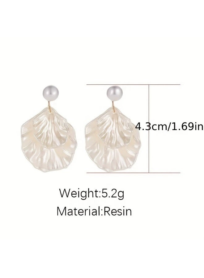 Goolsky أقراط بلاستيكية مزدوجة الطبقة عصرية للصيف للنساء – أقراط موضة خفيفة الوزن، تصميم مزدوج الطبقة مضاد للتأكسد، ملابس غير رسمية للشاطئ/العطلات - Image 2