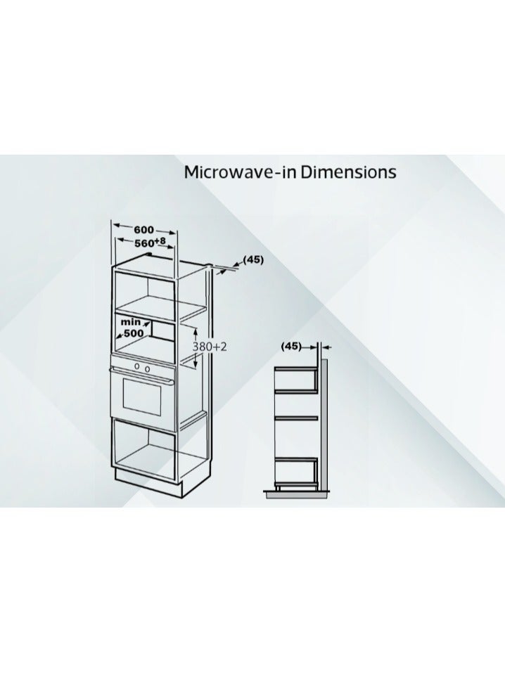 Starway 30 Lt Built In Microwave Oven, Grill, Digital Control, 1450 Watt, Total Steel Surface .and Cavity