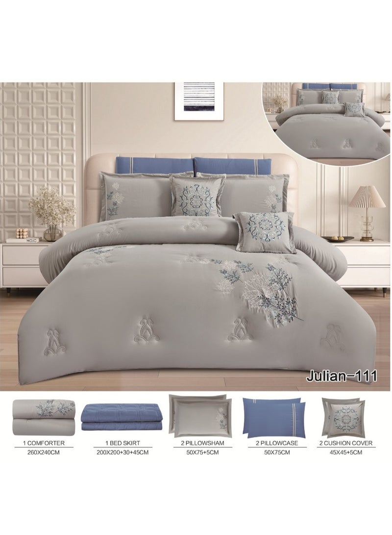 8-piece double bed set featuring a new floral pattern; comforter size 260 x 240 cm. - Image 1