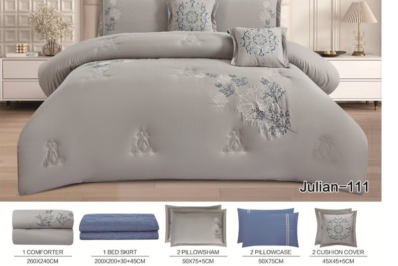 8-piece double bed set featuring a new floral pattern; comforter size 260 x 240 cm. - Image 2