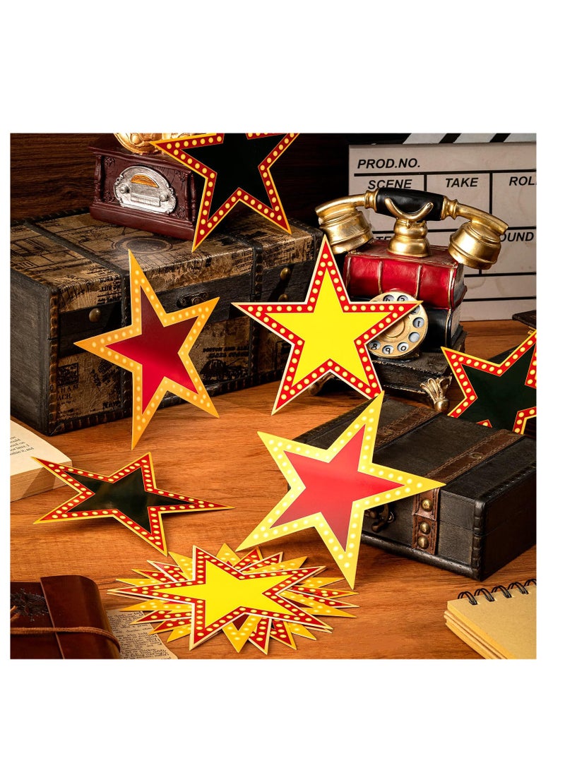 SUNSAR 18 Pieces Glitter Star Cutouts Party Decorations, 15 cm, 3 Styles Red Black Gold - Image 3