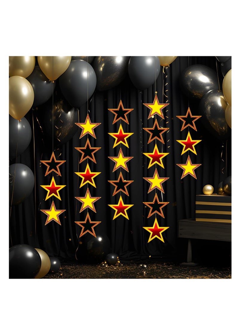 SUNSAR 18 Pieces Glitter Star Cutouts Party Decorations, 15 cm, 3 Styles Red Black Gold - Image 4