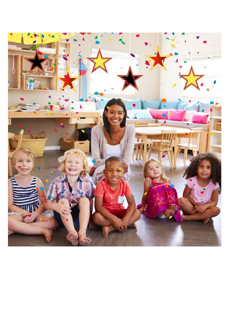 SUNSAR 18 Pieces Glitter Star Cutouts Party Decorations, 15 cm, 3 Styles Red Black Gold - Image 5