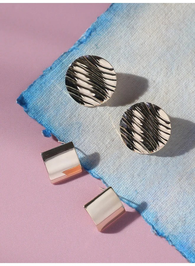SOHI Pack Of Minimal Textured Artificial Stud Earring Jewellery