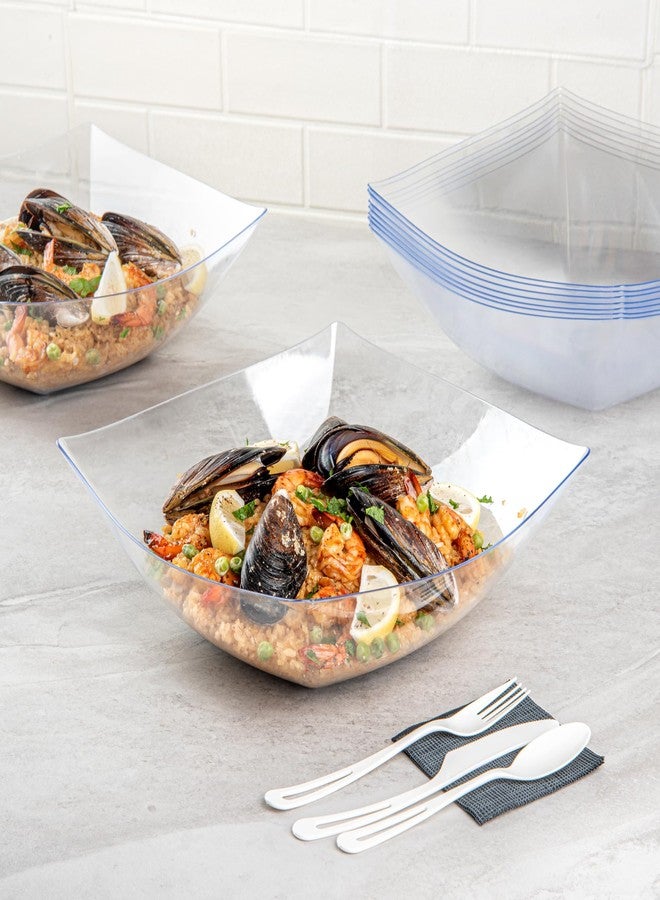 Restaurantware Moderna 128 Ounce Fancy Plastic Bowls 10 Square Disposable Salad Bowls - Durable Heavy-duty Clear Plastic Bowls For Warm And Cold Foods - Image 5