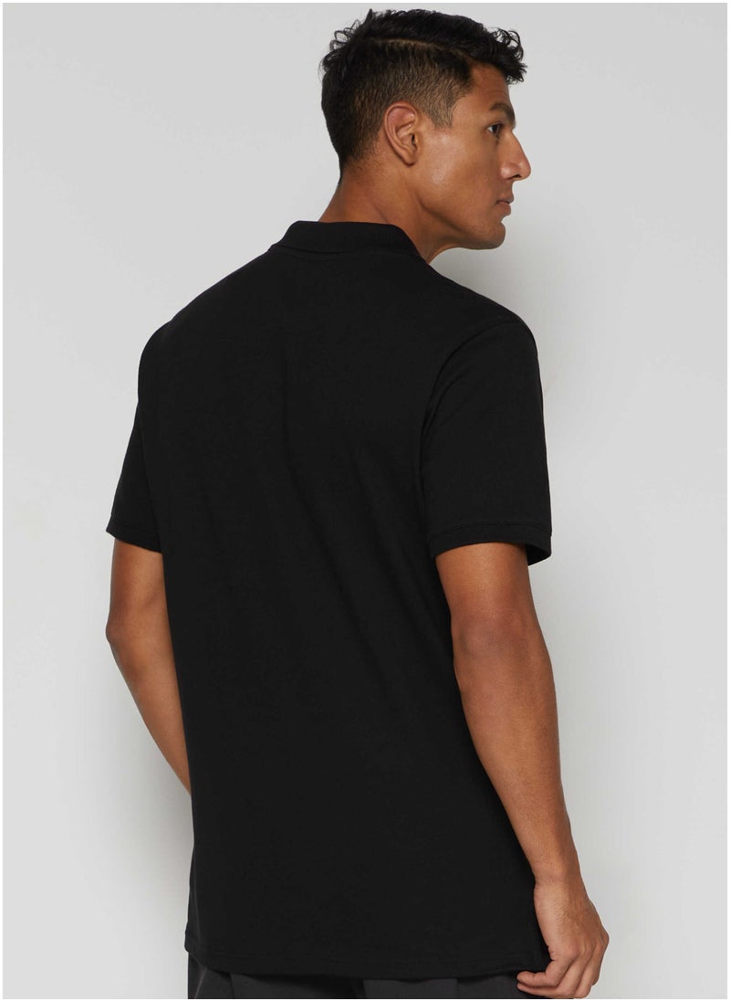 LOUD UNIVERSE - Mens Black Plain Cotton Pique Summer Fabric Mens Polo Shirt - Image 1