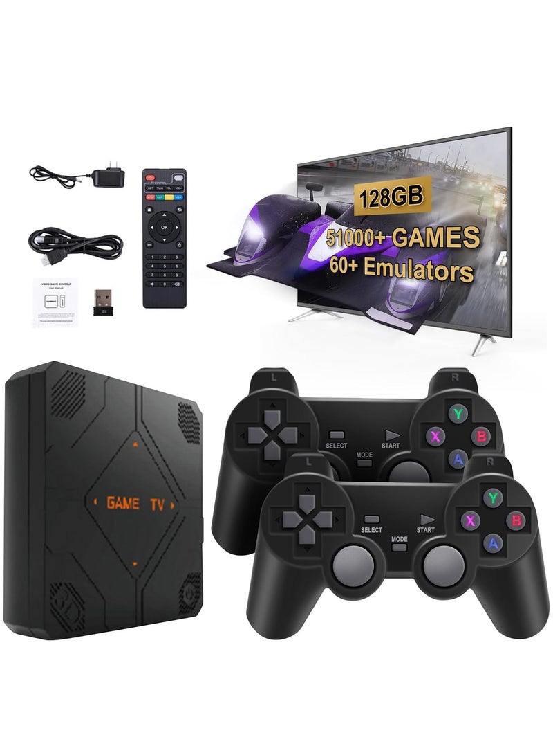 Retro Game Console, V5 , 64GB/128GB ,25000+/51000+ Classic Games, Retro Game Console for TV, 4K Output USB Plug and Play, Retro TV Games with Dual Wireless Controllers, Extension 60 Simulator Retro Game Stick 64GB - Image 1