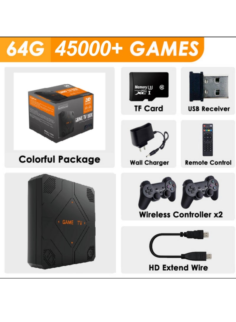 Retro Game Console, V5 , 64GB/128GB ,25000+/51000+ Classic Games, Retro Game Console for TV, 4K Output USB Plug and Play, Retro TV Games with Dual Wireless Controllers, Extension 60 Simulator Retro Game Stick 64GB - Image 2